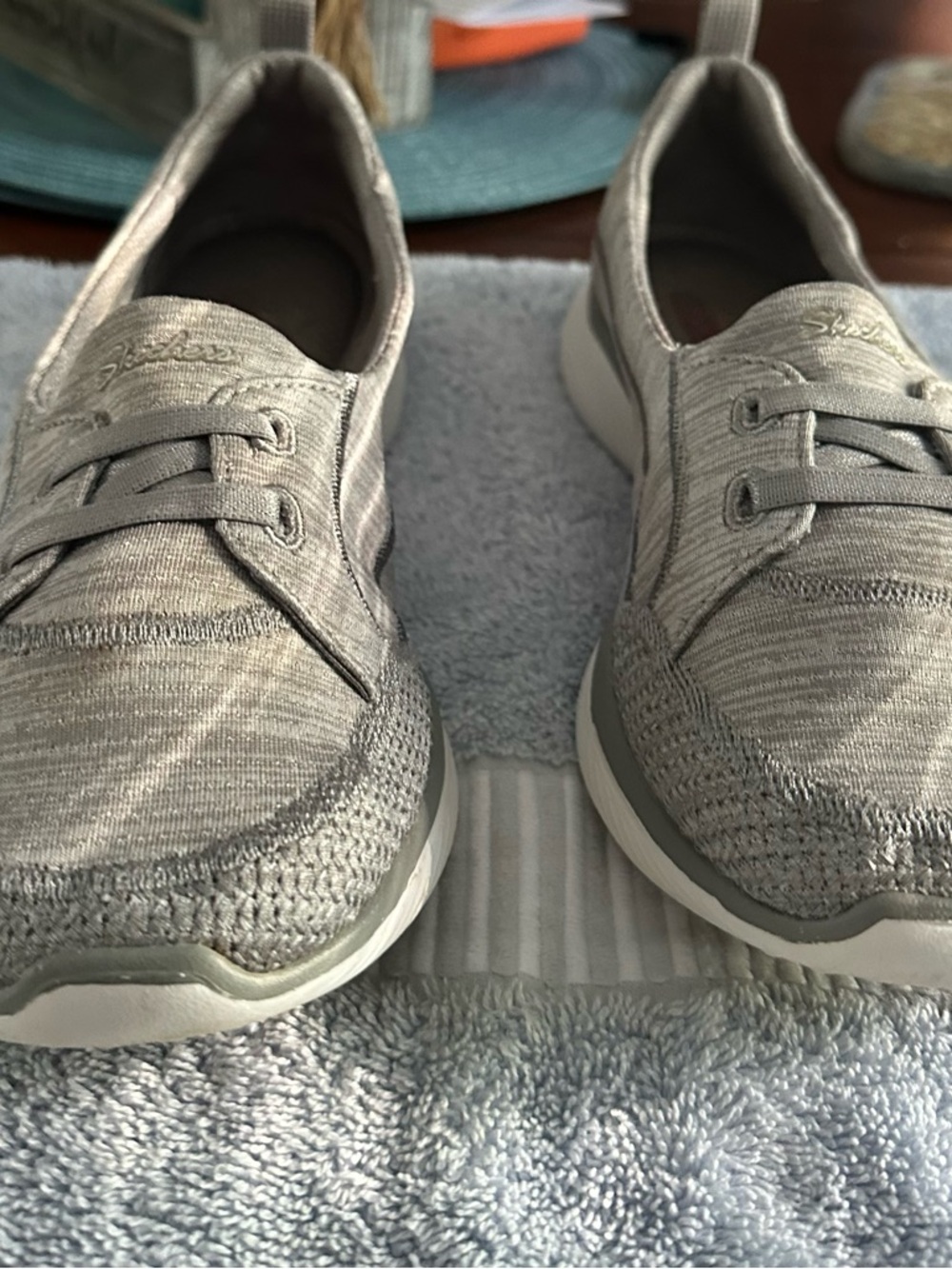 Skechers Slip-On Knit Sneakers in Heather Gray